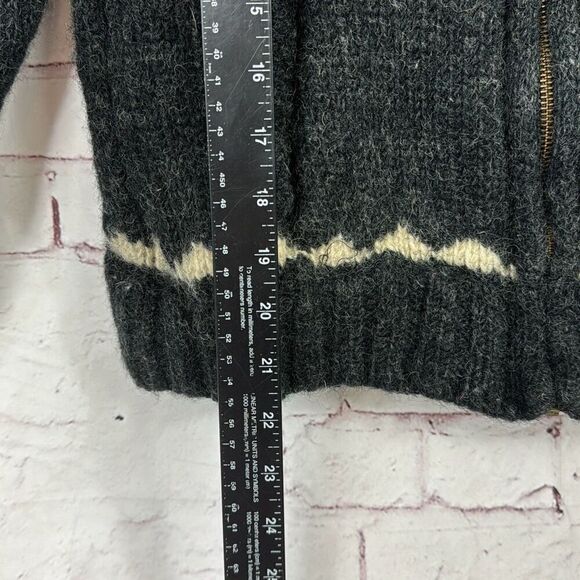 Laundromat Sweater Womens Large Cardigan Fair Isle Full Zip 100% Wool Gray - Picture 6 of 10